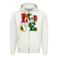Oatmeal Heather Mexican Flag With Sunflowers Love Zipper Hoodie - RanaPortraitStore