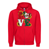 Red Mexican Flag With Sunflowers Love Zipper Hoodie - RanaPortraitStore