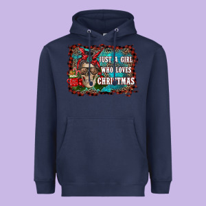 Just A Girl Who Loves Christmas Heavyweight Hoodie Designed By Ranaportraitstore