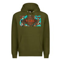 Army Green western texas and bullskulls with turquoise and leopard licanse plate Premium Hoodie - Artiststas