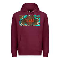 Burgundy western texas and bullskulls with turquoise and leopard licanse plate Premium Hoodie - Artiststas