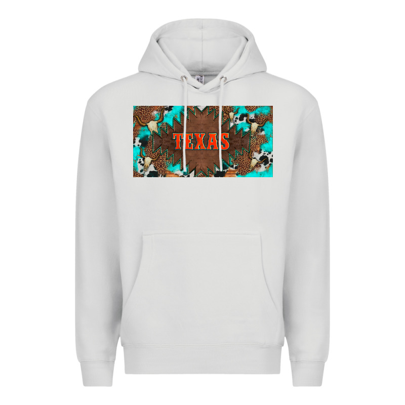 Western Texas And Bullskulls With Turquoise And Leopard Licanse Plate Premium Hoodie by Artiststas | Teevron