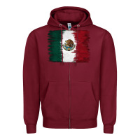 Burgundy Mexican Flag Zipper Hoodie - RanaPortraitStore