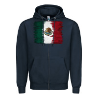 Navy Mexican Flag Zipper Hoodie - RanaPortraitStore