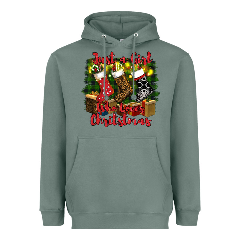 Just A Girl Who Loves Christmas Heavyweight Hoodie by RanaPortraitStore | Teevron