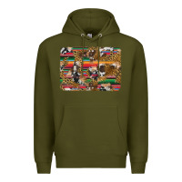Army Green western serape cowhide and leopard background Premium Hoodie - Artiststas