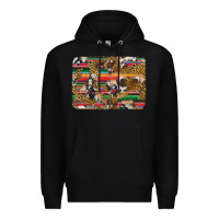 Black western serape cowhide and leopard background Premium Hoodie - Artiststas