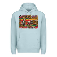 Blue Mist western serape cowhide and leopard background Premium Hoodie - Artiststas