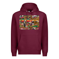 Burgundy western serape cowhide and leopard background Premium Hoodie - Artiststas