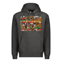 Charcoal Heather western serape cowhide and leopard background Premium Hoodie - Artiststas
