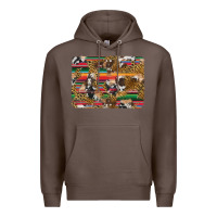 Coffee western serape cowhide and leopard background Premium Hoodie - Artiststas