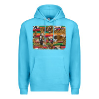 Ocean Blue western serape cowhide and leopard background Premium Hoodie - Artiststas
