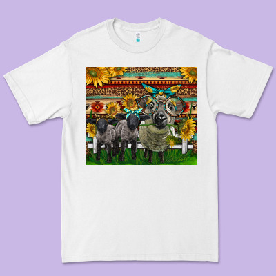 Western Cute Hampshire Sheep Family Premium Tee Designed By Lillyallendesigns