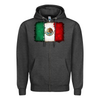 Charcoal Heather Mexican flag Zipper Hoodie - RanaPortraitStore