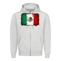 Dove Grey Mexican flag Zipper Hoodie - RanaPortraitStore