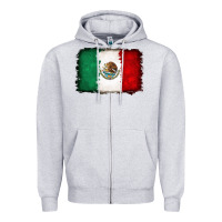 Heather Grey Mexican flag Zipper Hoodie - RanaPortraitStore