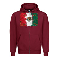 Burgundy Mexican Flag With Leopard Zipper Hoodie - RanaPortraitStore