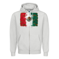 Dove Grey Mexican Flag With Leopard Zipper Hoodie - RanaPortraitStore