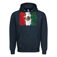 Navy Mexican Flag With Leopard Zipper Hoodie - RanaPortraitStore