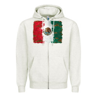 Oatmeal Heather Mexican Flag With Leopard Zipper Hoodie - RanaPortraitStore
