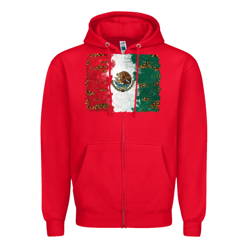 Mexican Flag With Leopard Zipper Hoodie by RanaPortraitStore | Teevron