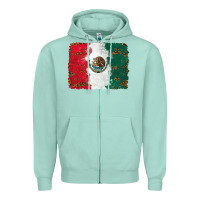 Seafoam Mexican Flag With Leopard Zipper Hoodie - RanaPortraitStore
