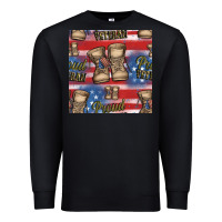 Black proud veteran seamless pattern Premium Sweatshirt - HRA Design Shop