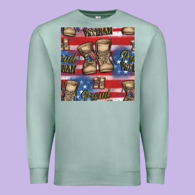Proud Veteran Seamless Pattern Premium Sweatshirt Designed By Hra Design Shop