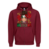 Burgundy Mexicana Latina messy bun Zipper Hoodie - RanaPortraitStore