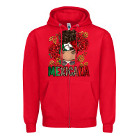 Red Mexicana Latina messy bun Zipper Hoodie - RanaPortraitStore