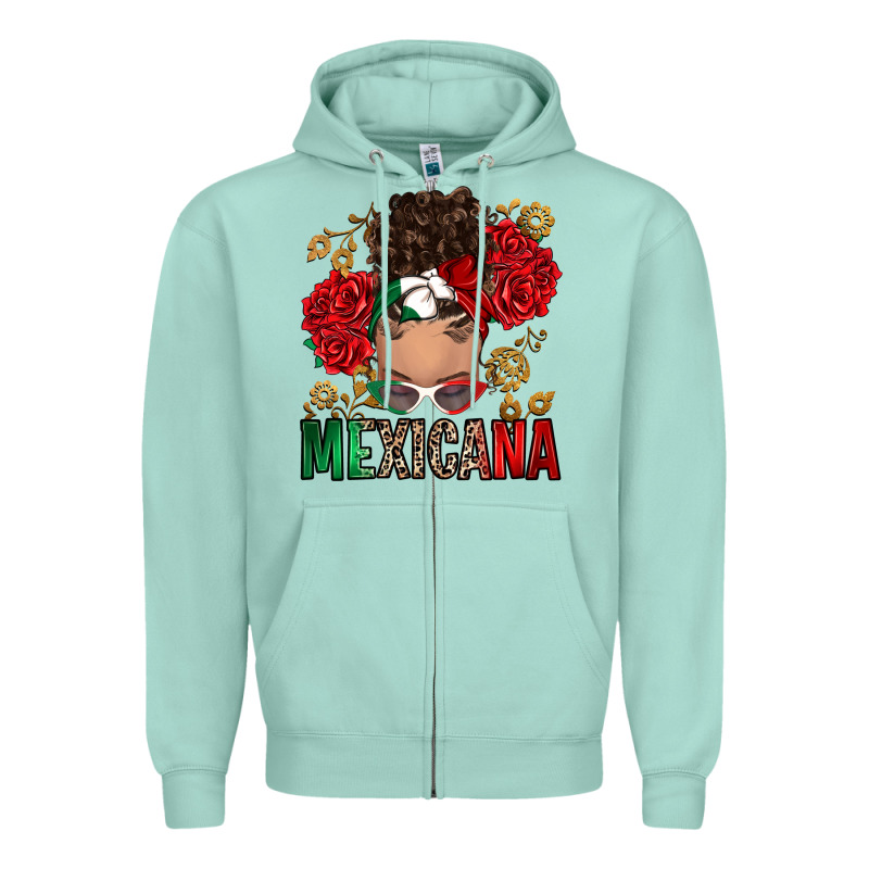 Mexicana Latina Messy Bun Zipper Hoodie by RanaPortraitStore | Teevron