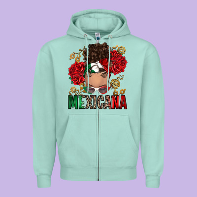 Zipper Hoodie Mexicana Latina messy bun
