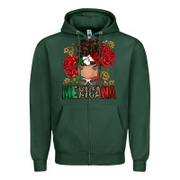 Sports Green Mexicana Latina messy bun Zipper Hoodie - RanaPortraitStore