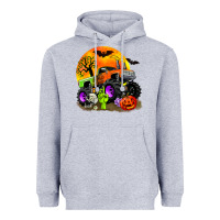 Heather Grey halloween monster truck Heavyweight Hoodie - Zillion Design Studio