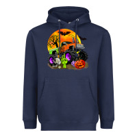 Navy halloween monster truck Heavyweight Hoodie - Zillion Design Studio