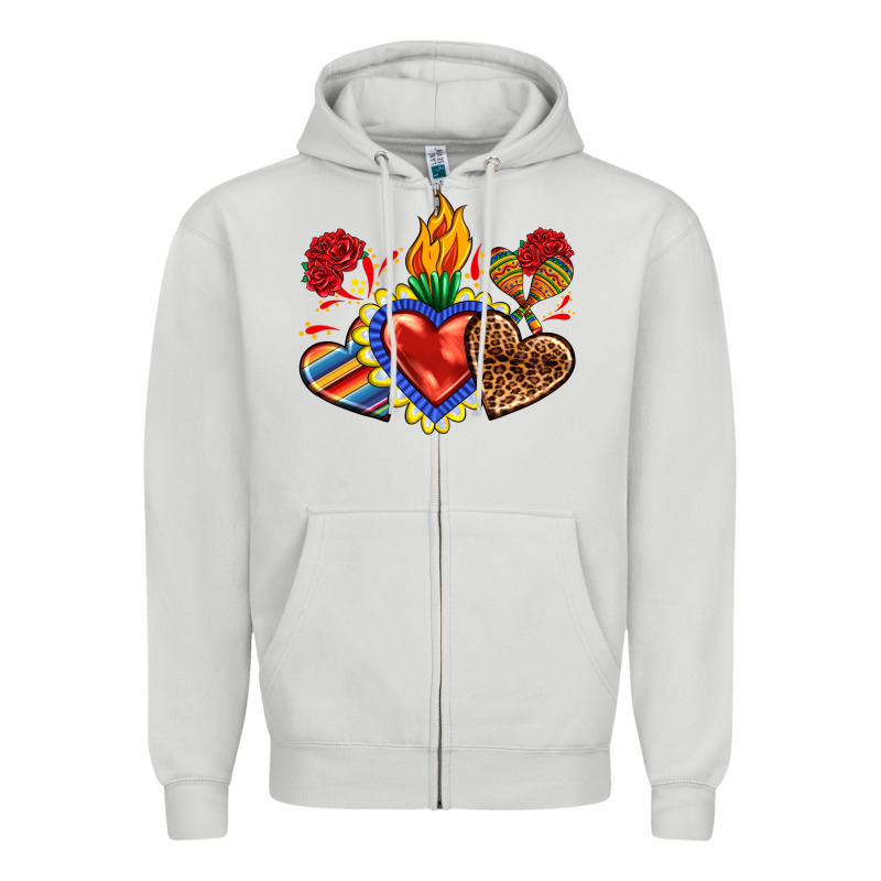 Sacred Heart With Leopard And Serape Heart Zipper Hoodie by RanaPortraitStore | Teevron