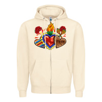 Sandshell Sacred heart with leopard and serape heart Zipper Hoodie - RanaPortraitStore