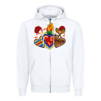 White Sacred heart with leopard and serape heart Zipper Hoodie - RanaPortraitStore
