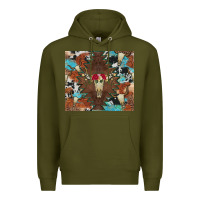 Army Green western floral bullskull cowhide and leopard Premium Hoodie - Artiststas