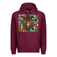 Burgundy western floral bullskull cowhide and leopard Premium Hoodie - Artiststas