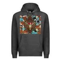 Charcoal Heather western floral bullskull cowhide and leopard Premium Hoodie - Artiststas