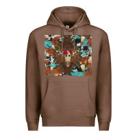 Chestnut western floral bullskull cowhide and leopard Premium Hoodie - Artiststas