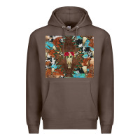 Coffee western floral bullskull cowhide and leopard Premium Hoodie - Artiststas