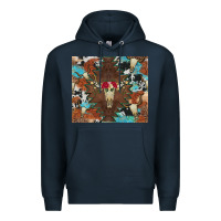 Navy western floral bullskull cowhide and leopard Premium Hoodie - Artiststas