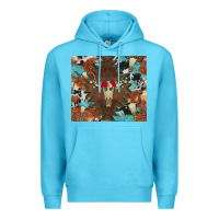 Ocean Blue western floral bullskull cowhide and leopard Premium Hoodie - Artiststas