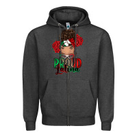 Charcoal Heather Proud Latina messy bun Zipper Hoodie - RanaPortraitStore