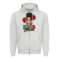 Dove Grey Proud Latina messy bun Zipper Hoodie - RanaPortraitStore