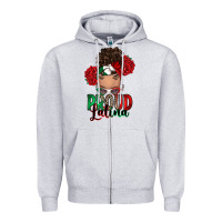 Heather Grey Proud Latina messy bun Zipper Hoodie - RanaPortraitStore