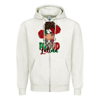 Oatmeal Heather Proud Latina messy bun Zipper Hoodie - RanaPortraitStore