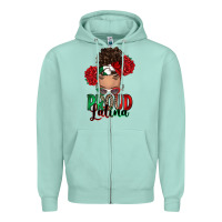 Seafoam Proud Latina messy bun Zipper Hoodie - RanaPortraitStore